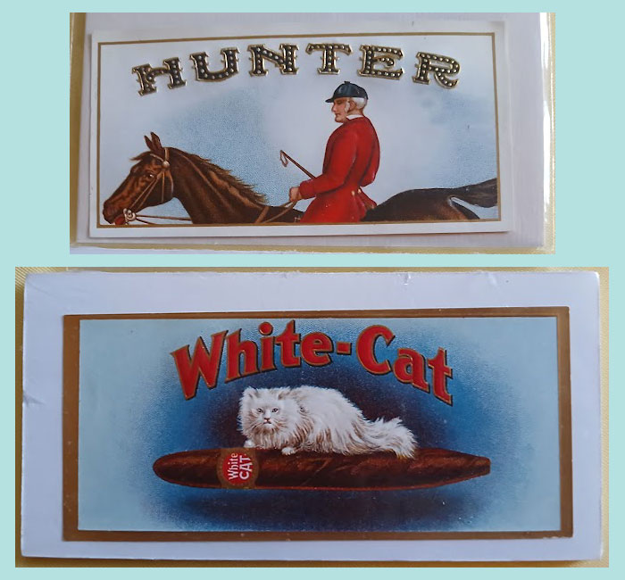 Vintage Hunter Horse and White Cat Cigar Labels